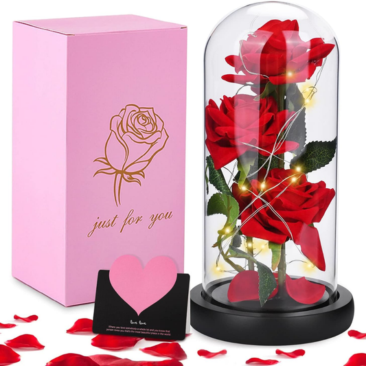 Rosa Eterna con Luz LED en Cúpula de Cristal