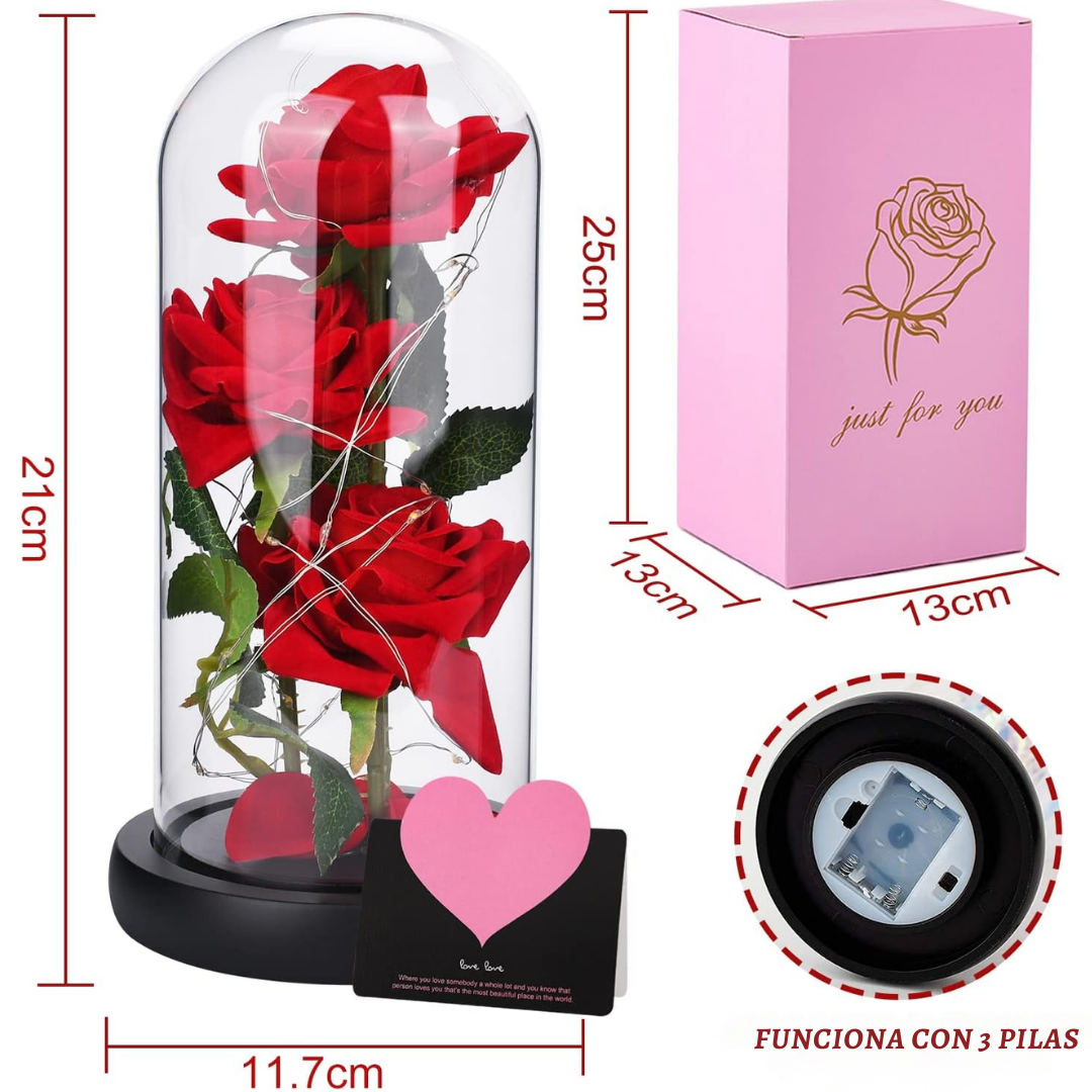 Rosa Eterna con Luz LED en Cúpula de Cristal