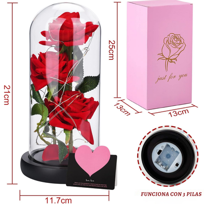 Rosa Eterna con Luz LED en Cúpula de Cristal