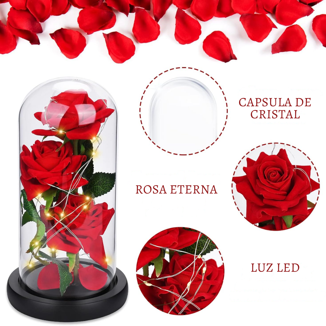 Rosa Eterna con Luz LED en Cúpula de Cristal