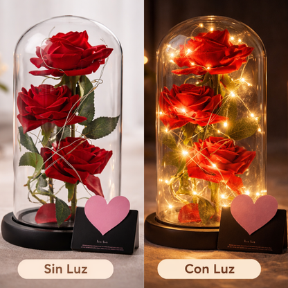 Rosa Eterna con Luz LED en Cúpula de Cristal