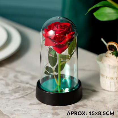 Rosa Eterna con Luz LED en Cúpula de Cristal